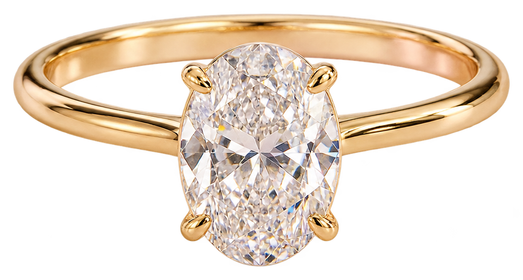 Gold engagement ring with a diamond