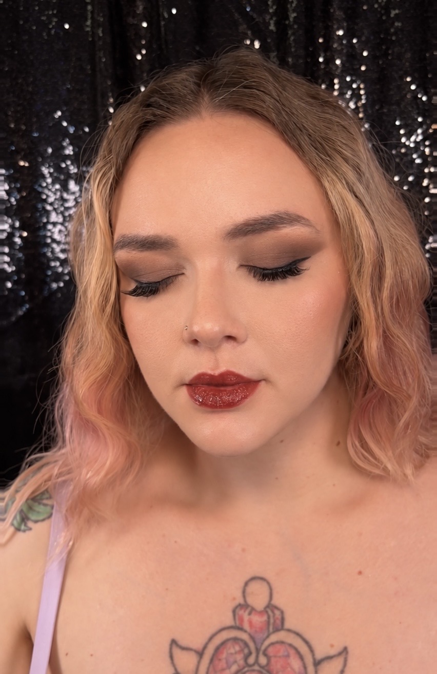 Bold full glam with sculpted eyes and a rich lip